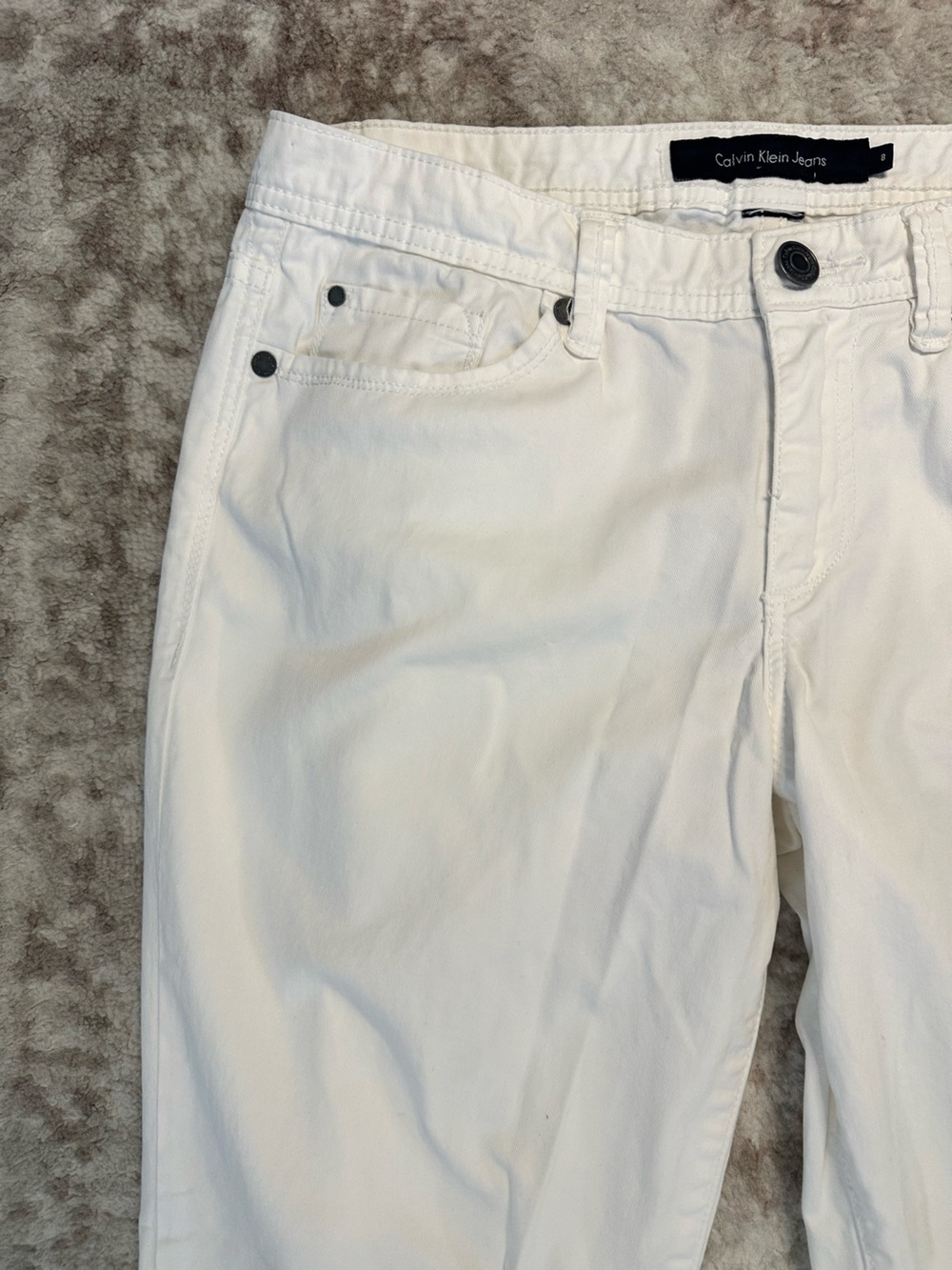 Calvin Klein Jeans Womens Skinny Crop White Denim Jeans Size 8 32x25